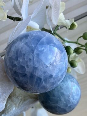 Stunning Natural Blue Calcite Crystal Sphere